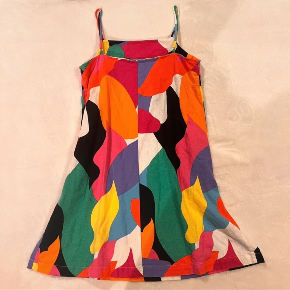 Colorful Linen Mini Dress - Picture 3 of 5